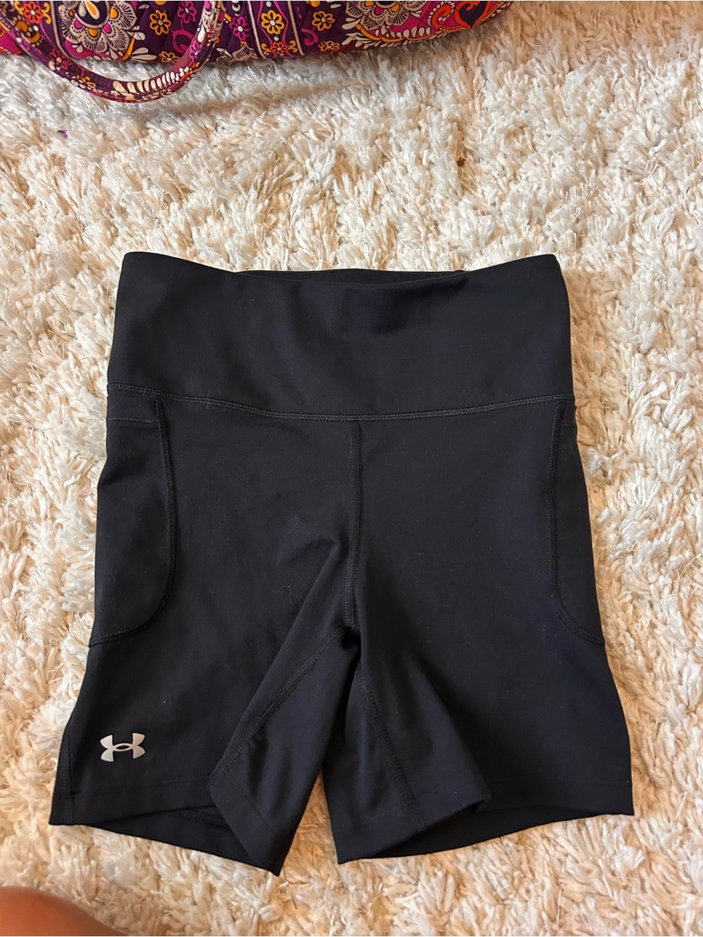 Under Armour Black High-Waist Bike Shorts with Logo